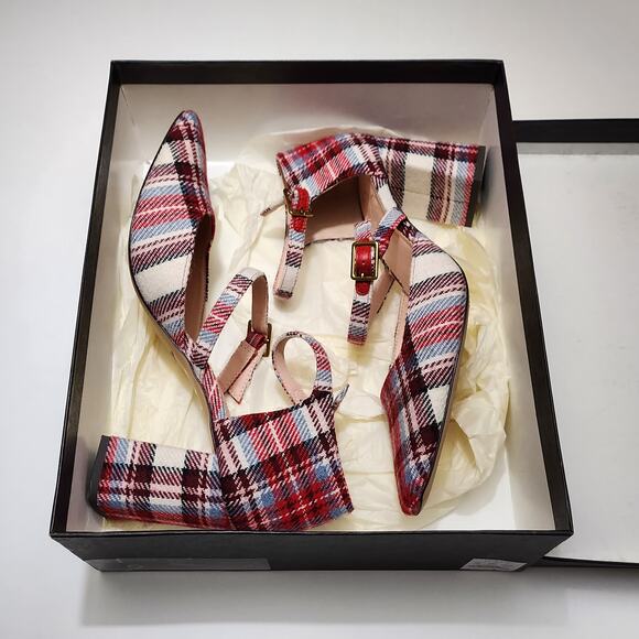 J. Crew Red Plaid Heels - Picture 13 of 13